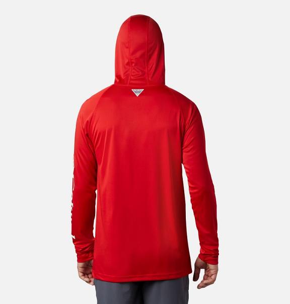 Columbia PFG Terminal Tackle Hoodies Red White For Men's NZ40279 New Zealand